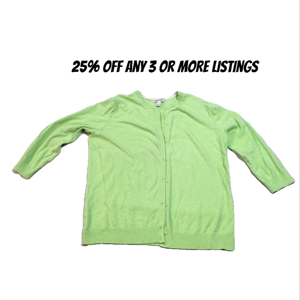 Women's Green Cardigan Sweater Size XL Vintage Longsleeve Button Down Up Soft